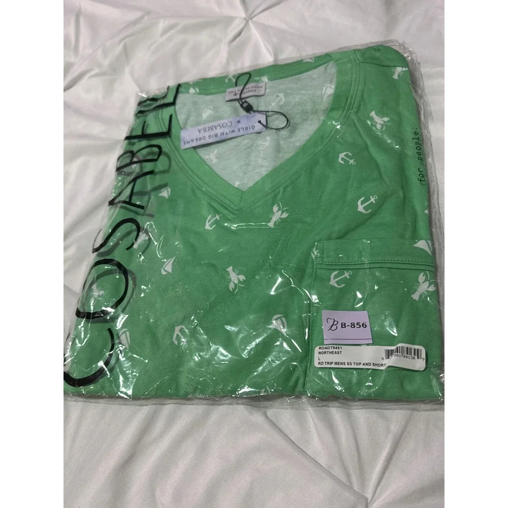 CosaBella Men's Premium Cotton Loungewear Set – V-Neck T-Shirt &‎ Shorts